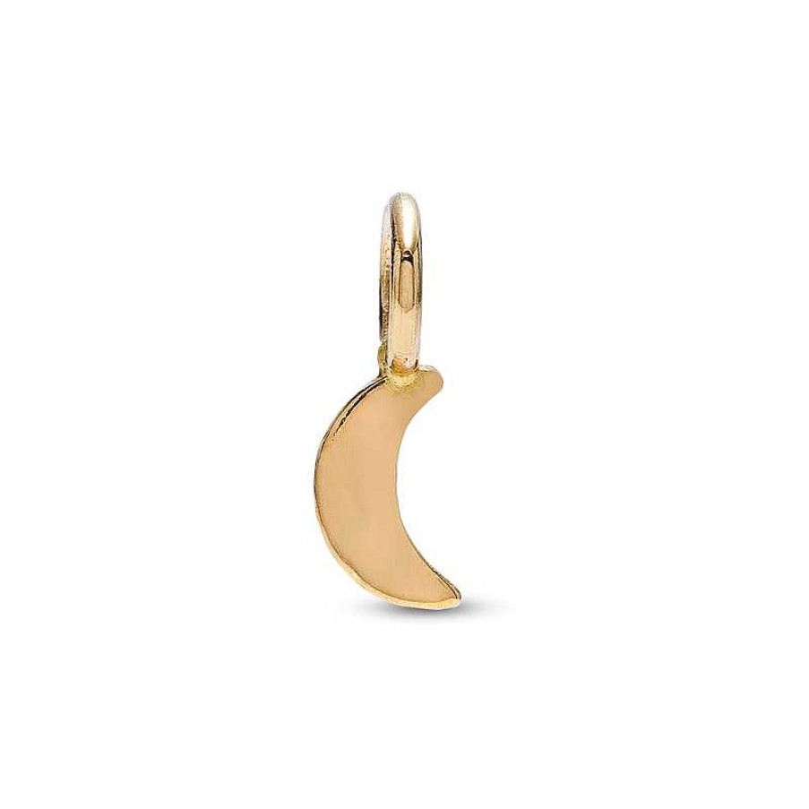 Banter Moon Mini Hoop Charm In 10K Solid Gold Earrings