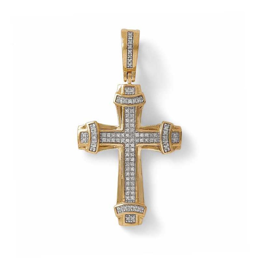 Banter 1/8 Ct. T.W. Diamond Collar Cross Pendant Charm In 10K Gold Charms