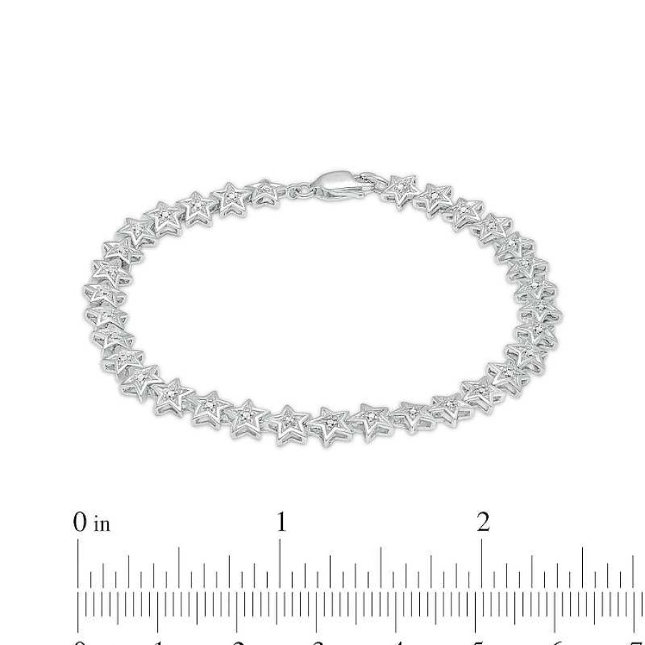 Banter Diamond Accent Star Link Tennis Bracelet In Sterling Silver 7.25" Bracelets