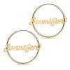 Banter Script Name Hoops In Sterling Silver With 14K Gold Plate Earrings