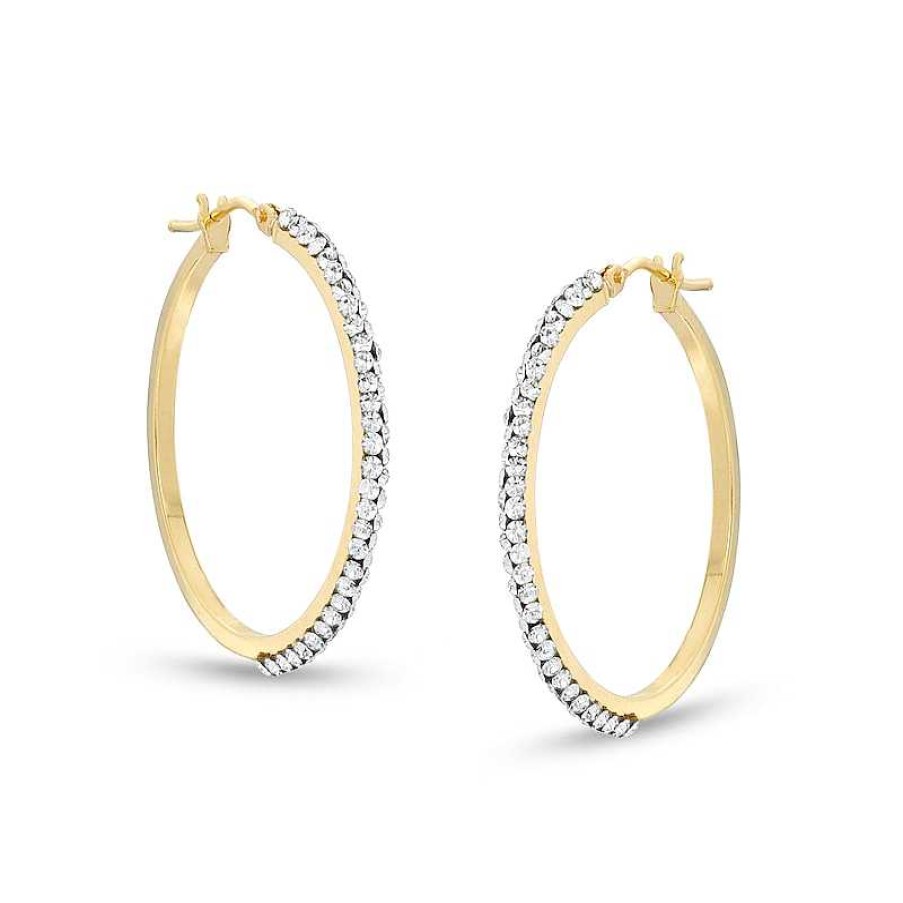 Banter Made In Italy Cubic Zirconia Double Row Squared Hoop Earrings In 10K Gold Tube Earrings