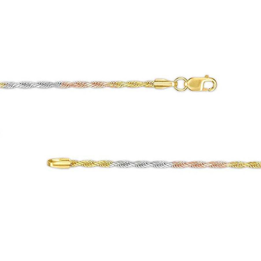 Banter 1.6Mm Diamond-Cut Rope Tri-Color Chain Necklace In 10K Solid Gold - 18" Necklaces