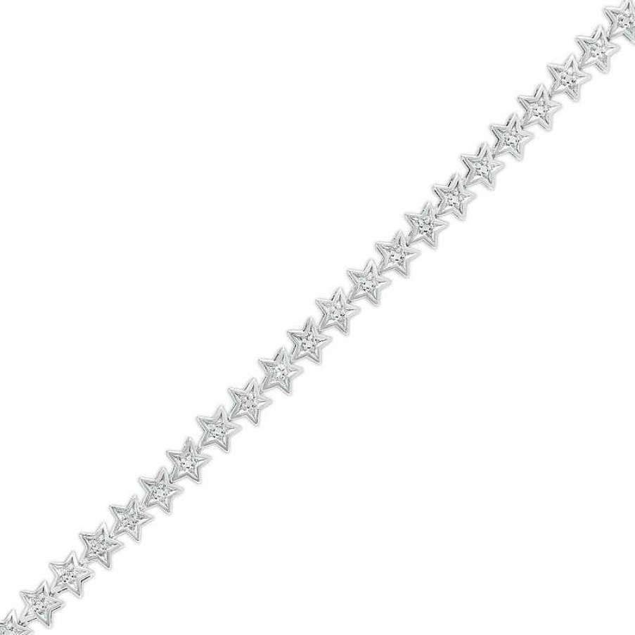 Banter Diamond Accent Star Link Tennis Bracelet In Sterling Silver 7.25" Bracelets