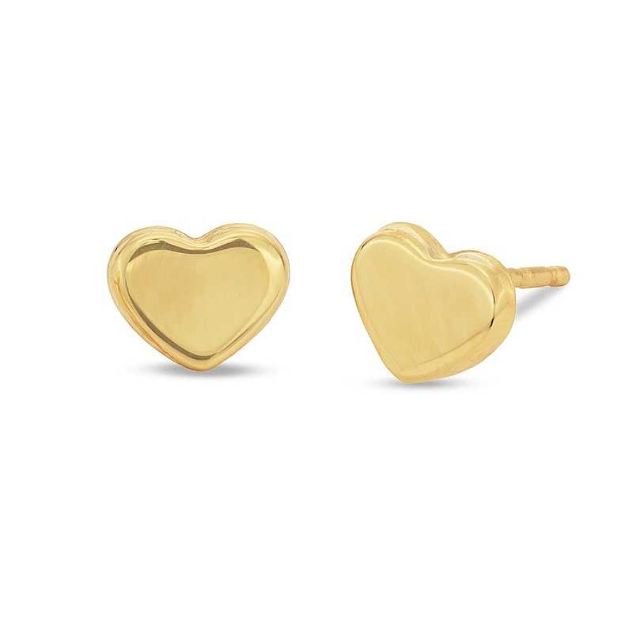 Banter Heart Stud Earrings In 10K Hollow Gold Earrings