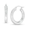 Banter 25Mm Diamond-Cut Hoop Earrings In 14K Tube Hollow White Gold Earrings