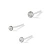 Banter Solid Sterling Silver Crystal Graduating Nose Stud Set - 22G Nose