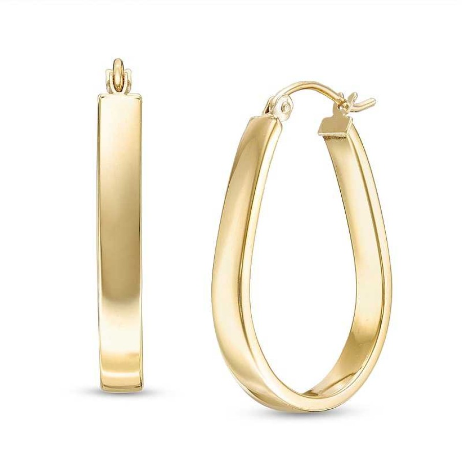 Banter 18 X 26Mm Pear-Shaped Flat Hoop Earrings In 10K Tube Hollow Gold Earrings