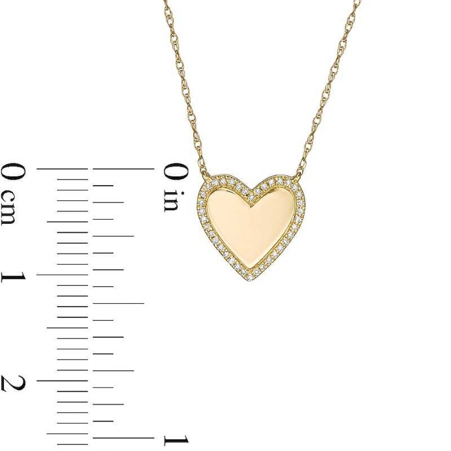 Banter 1/20 Ct. T.W. Diamond Frame Heart Disc Necklace In10K Gold Necklaces