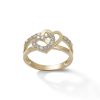 Banter Cubic Zirconia Double Heart Ring In Sterling Silver With 14K Gold Plate - Size 7 Rings