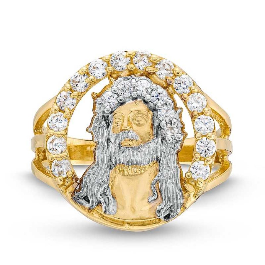 Banter 10K Hollow Gold Cz Halo Jesus Ring - Size 10.5 Rings