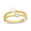 Banter Cubic Zirconia And Cultured Freshwater Pearl Ring In 10K Gold - Size 7 Rings