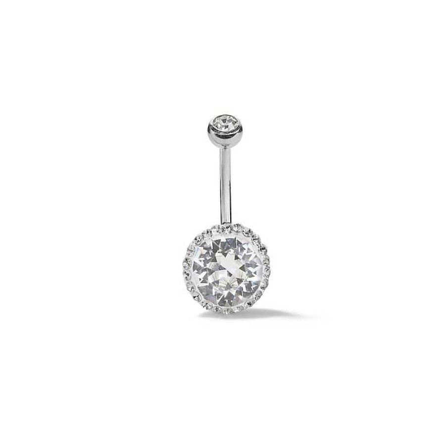 Banter Solid Stainless Steel Crystal Frame Belly Button Ring - 14G Belly Button