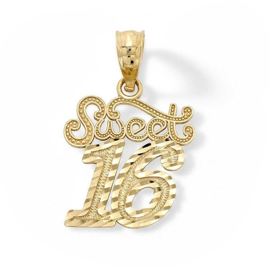 Banter 10K Solid Gold Sweet 16 Necklace Charm Charms