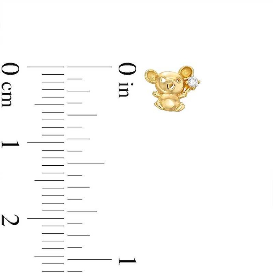 Banter Child'S Cubic Zirconia Mouse Earrings In 10K Solid Gold Earrings