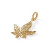 Banter Small Diamond-Cut Cannabis Leaf Necklace Charm In 10K Solid Gold Charms