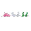 Banter Child'S Green, Purple And Pink Enamel Dinosaur Stud Earrings Set In Solid Sterling Silver Earrings