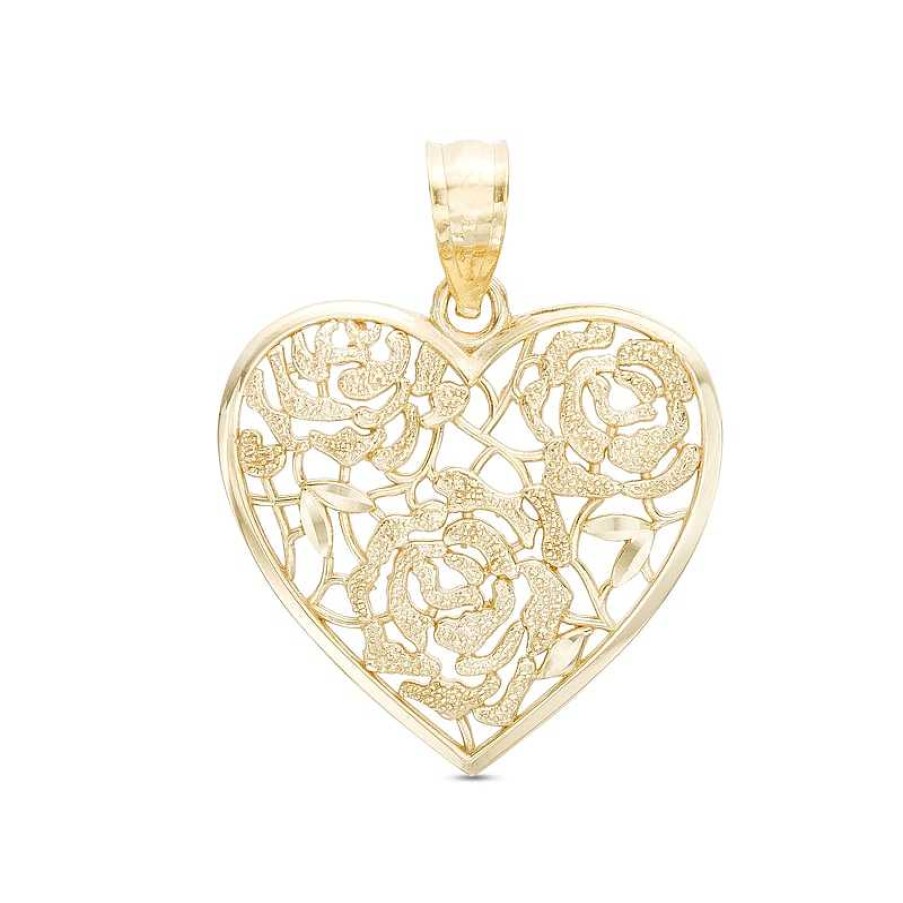 Banter Filigree Flower Heart Necklace Charm In 10K Gold Charms