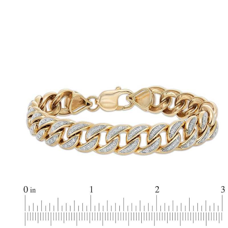 Banter 1/4 Ct. T.W. Diamond Curb Chain Bracelet In Sterling Silver With 14K Gold Plate 8.5" Bracelets