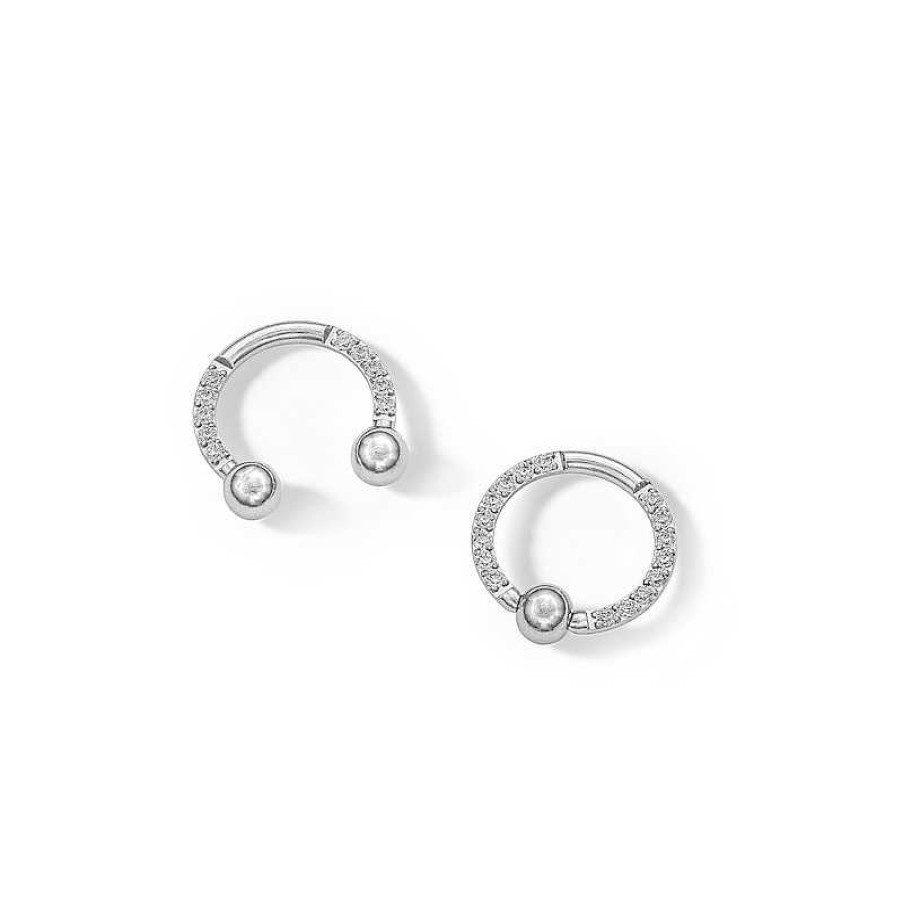 Banter Stainless Steel Cz Horseshoe And Nose Ring Set - 16G 3/8" Nose