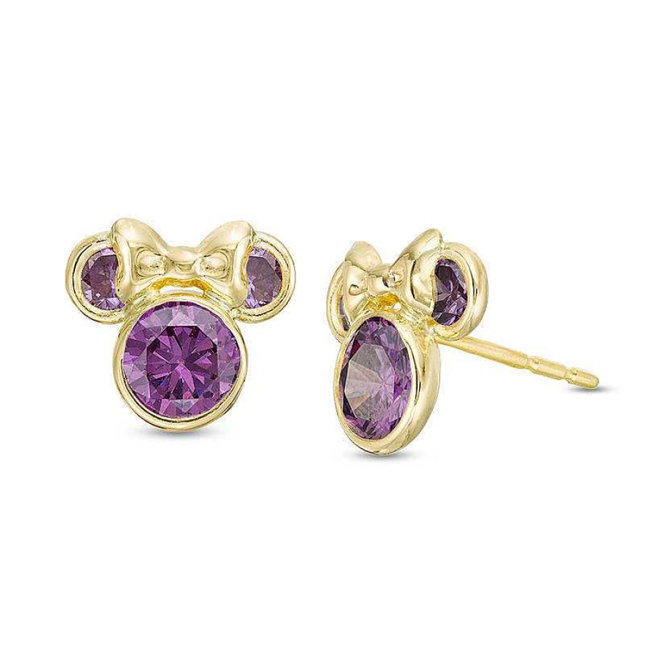 Banter Child'S Purple Cubic Zirconia ©Disney Minnie Mouse Stud Earrings In 10K Gold Earrings