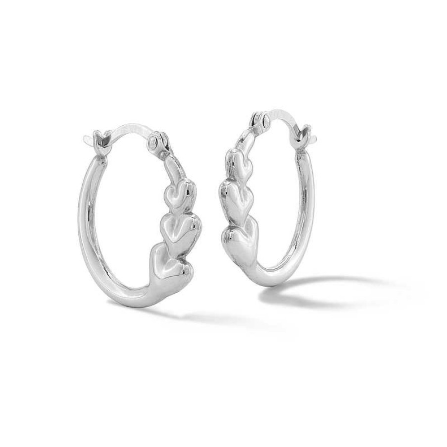 Banter Graduated Triple Heart Hoop Earrings In Hollow Sterling Silver Earrings