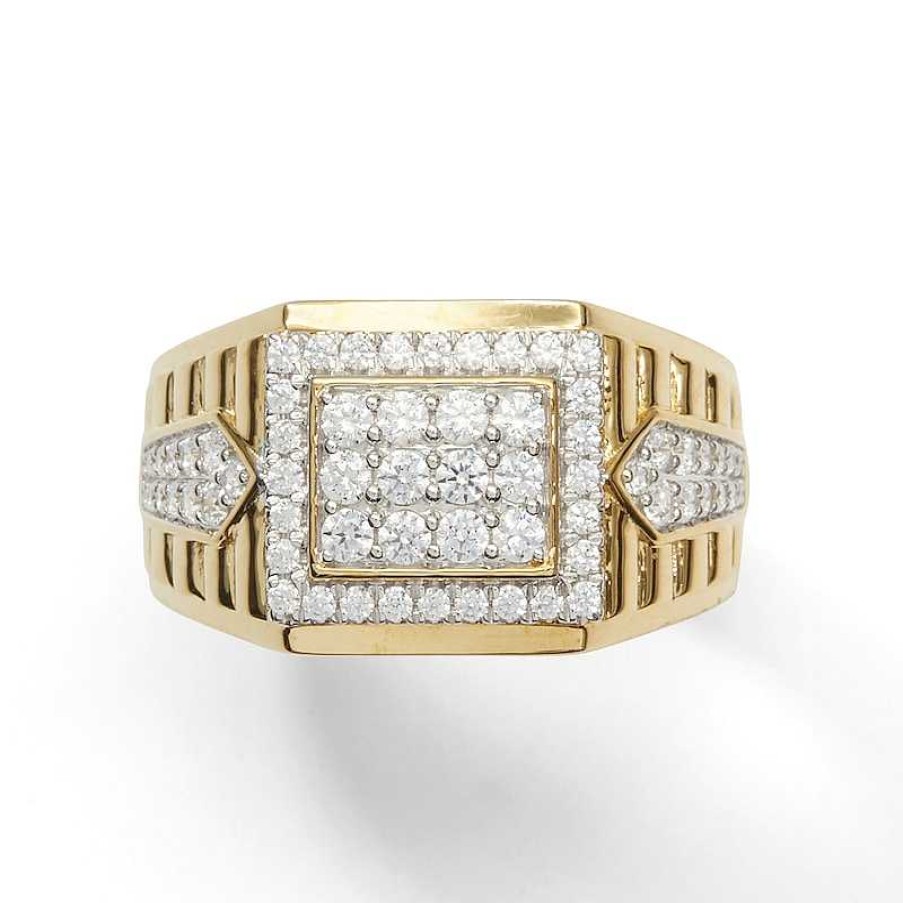 Banter 1 Ct. T.W. Diamond Rectangle Frame Ribbed Shank Ring In 10K Gold Rings