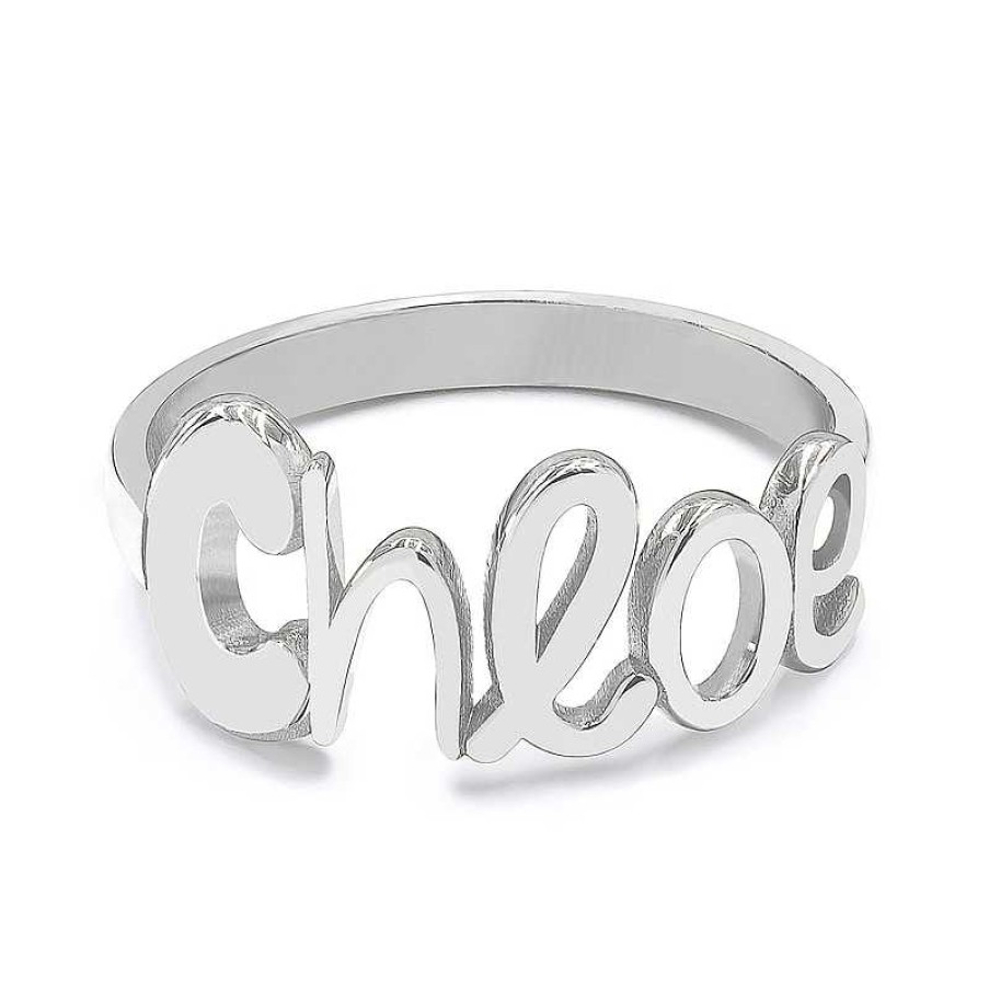 Banter Script Name Personalized Ring In Solid Sterling Silver (1 Line) Rings