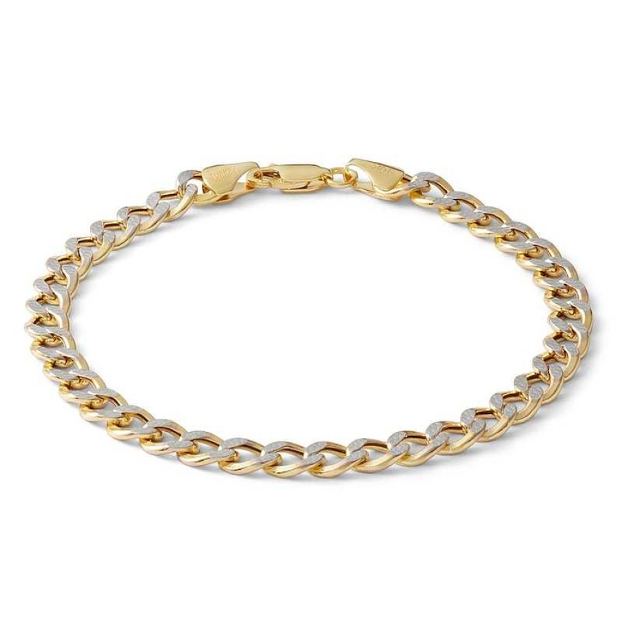 Banter 14K Semi-Solid Gold Cuban Curb Two-Tone Chain Bracelet - 7" Bracelets