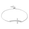 Banter Cubic Zirconia Cross Bolo Bracelet In Sterling Silver - 8" Bracelets