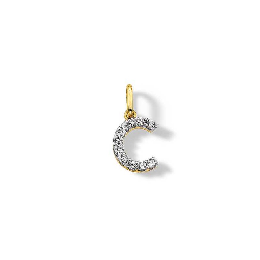 Banter 10K Solid Gold Cz C Initial Charm Charms