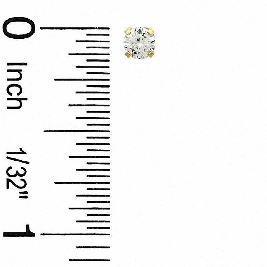 Banter 4Mm Cubic Zirconia Solitaire Stud Piercing Earrings In 14K Solid Gold Earrings