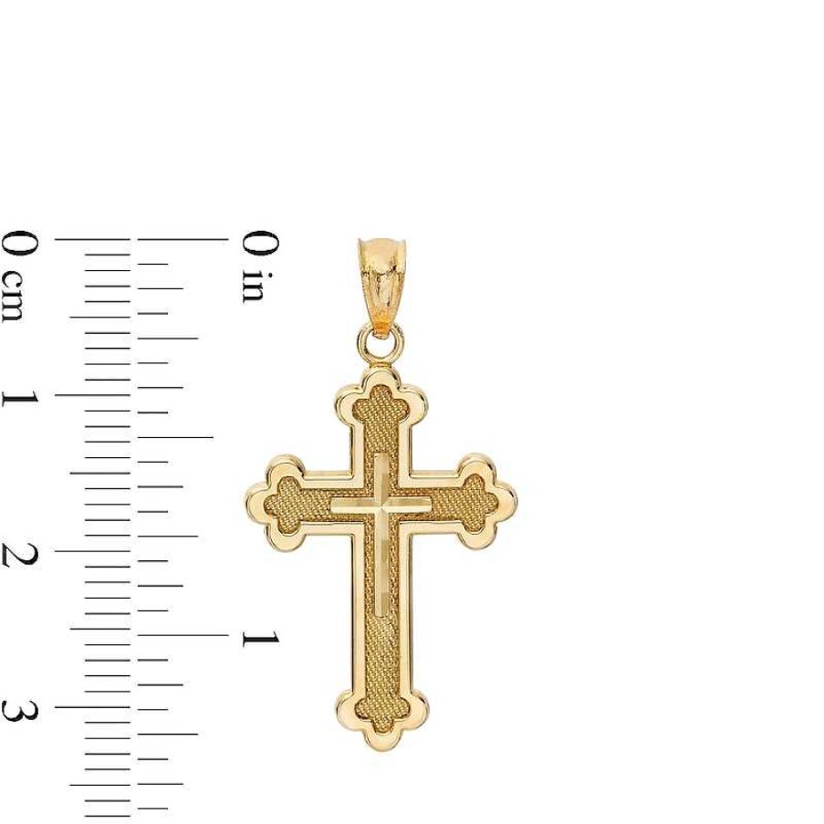 Banter Multi-Finish Clover-Ends Double Cross Necklace Charm In 10K Solid Gold Charms