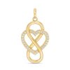 Banter Cubic Zirconia Interlocking Infinity And Heart Necklace Charm In 10K Solid Gold Charms