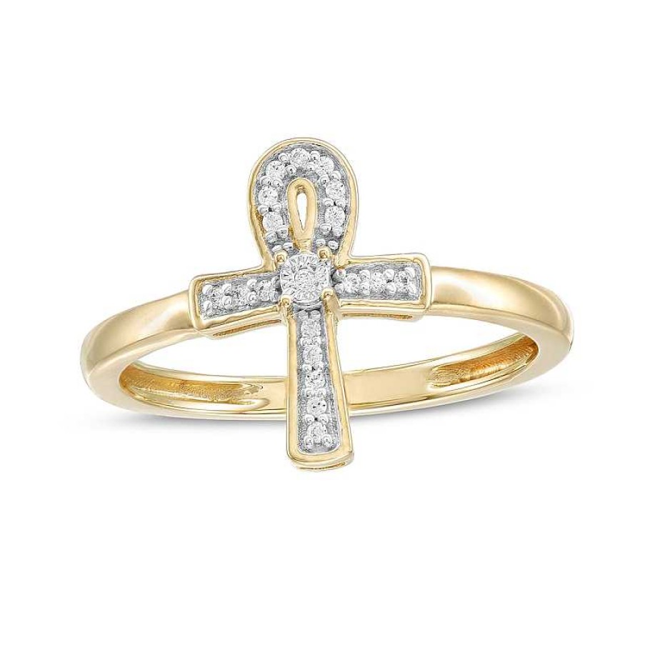 Banter 1/20 Ct. T.W. Diamond Ankh Ring In 10K Gold Rings