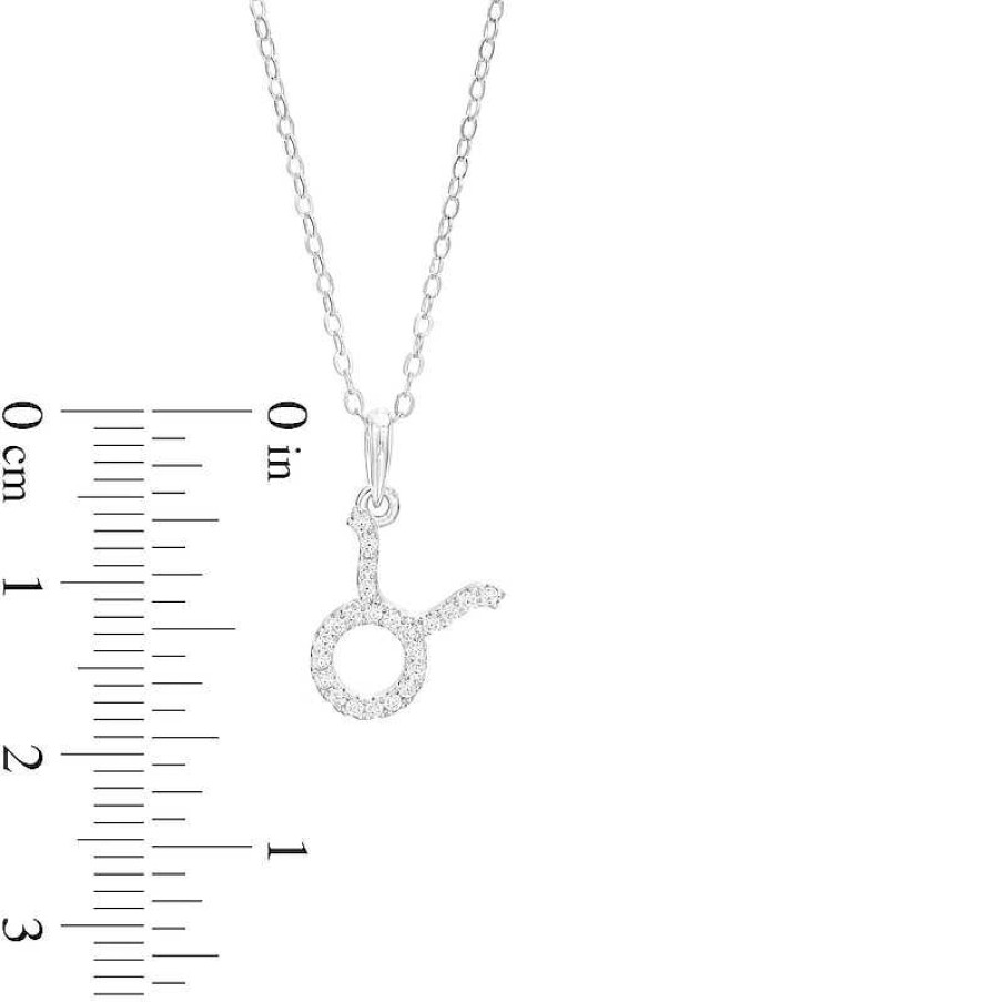 Banter Cubic Zirconia Dainty Taurus Symbol Pendant Necklace In Solid Sterling Silver Necklaces