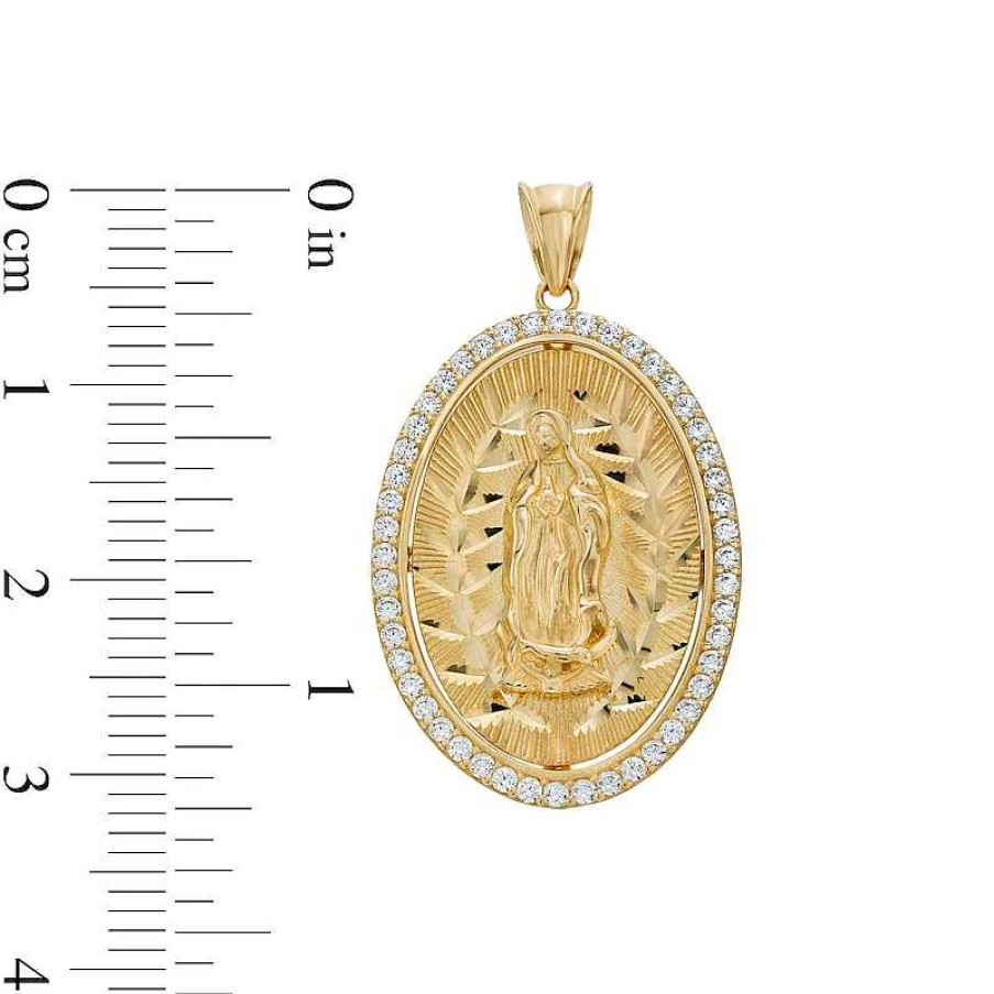 Banter Cubic Zirconia Our Lady Of Guadalupe Oval Necklace Charm In 10K Solid Gold Charms