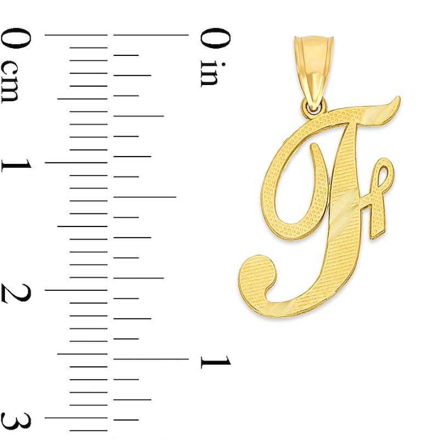 Banter 10K Solid Gold Diamond Cut Script Letter F Charm Charms