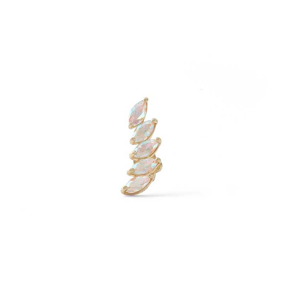 Banter 14K Gold Tube Cz Five-Stone Marquise Stud - 18G 5/16" Ear