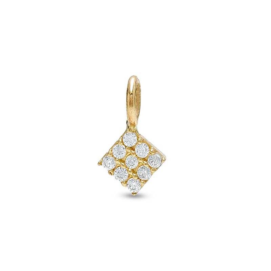 Banter Cz Rhombus Mini Hoop Charm In 10K Solid Gold Earrings