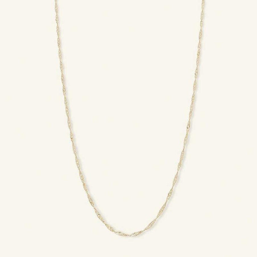 Banter 018 Gauge Singapore Chain Necklace In 14K Solid Gold - 16" Necklaces