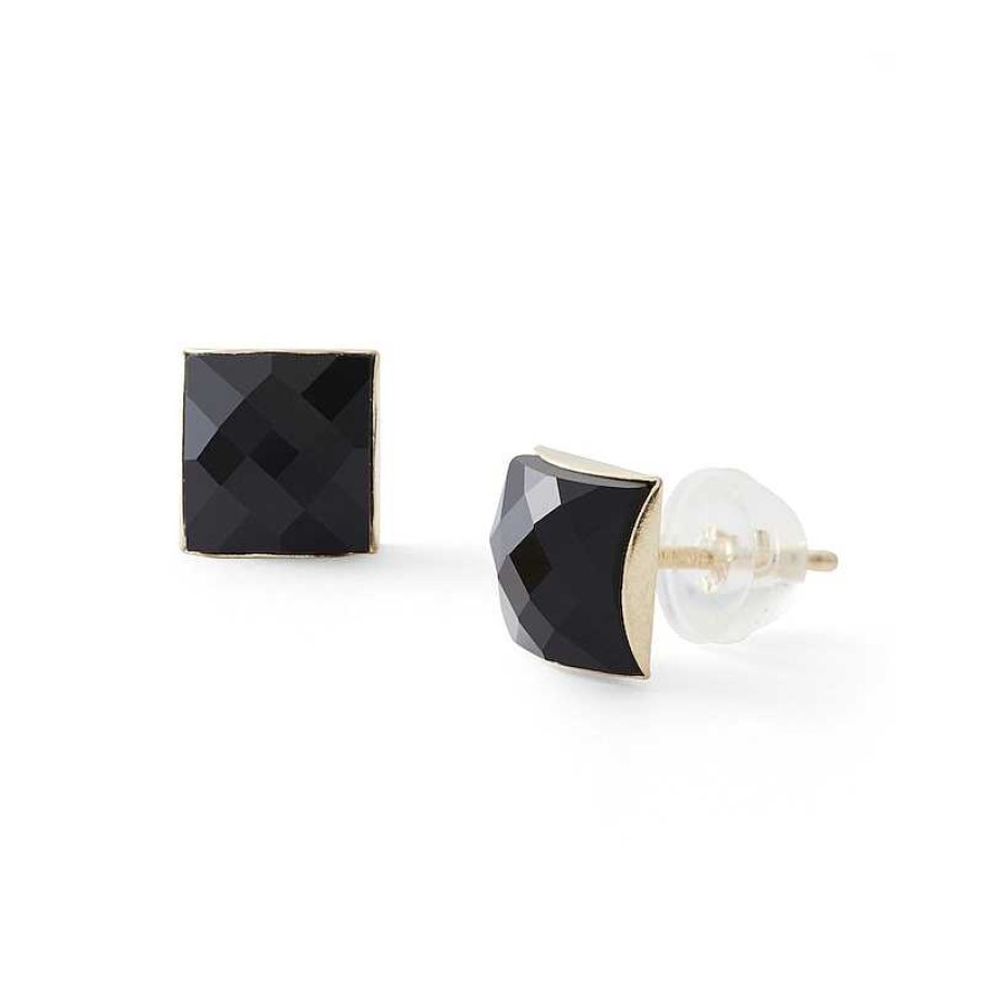 Banter 6Mm Princess-Cut Black Crystal Stud Earrings In 10K Gold Earrings