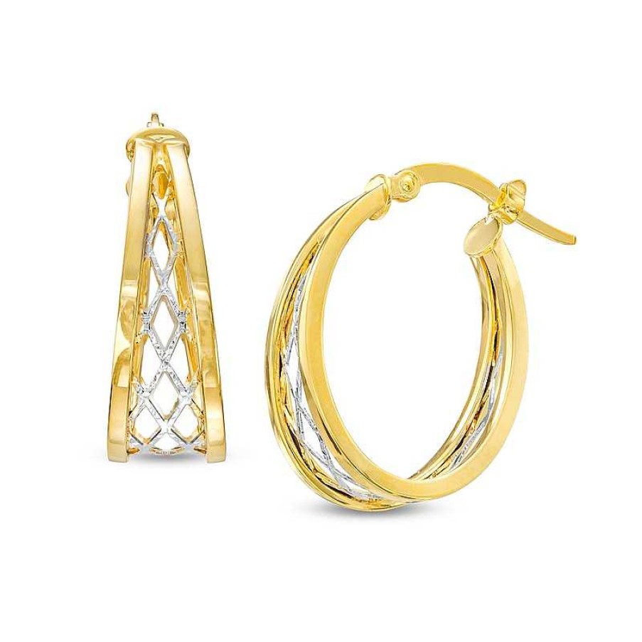 Banter 1.5Mm Diamond-Cut Split Lattice Hoop Earrings In 10K Gold Earrings