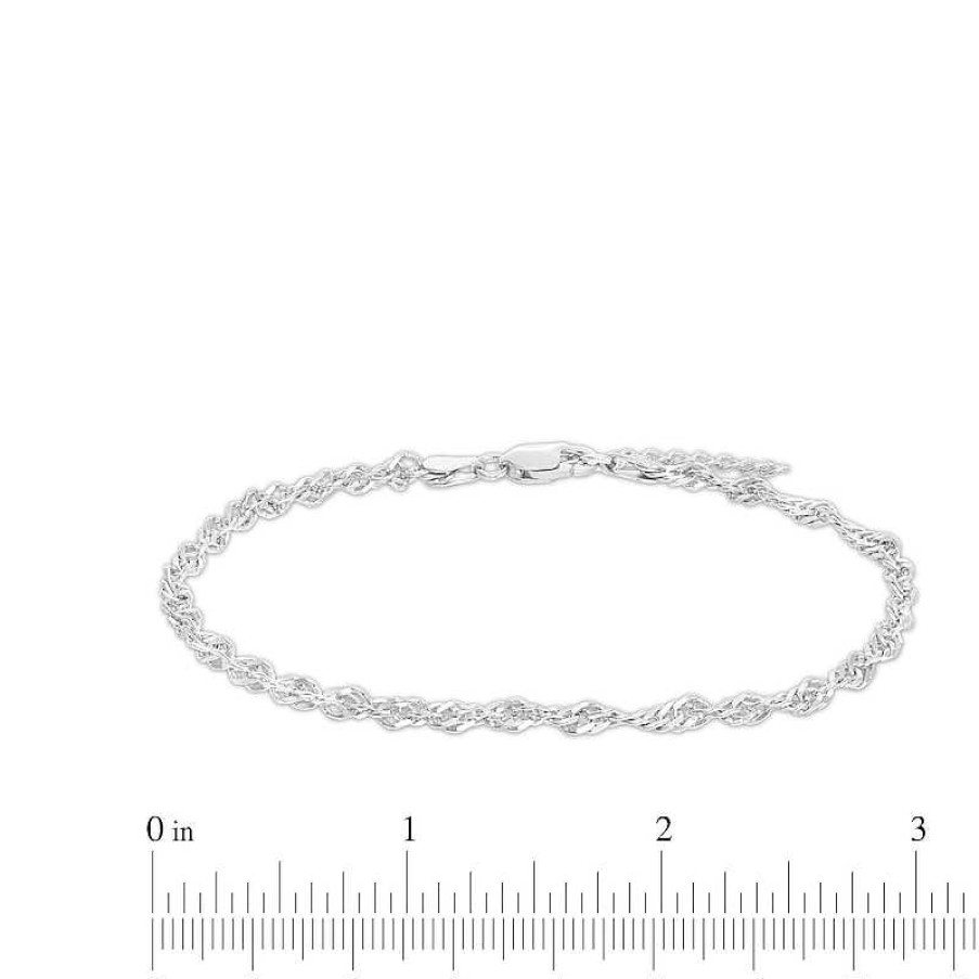 Banter Made In Italy 3.4Mm Singapore Chain Anklet In Solid Sterling Silver - 9" + 1" Ankle