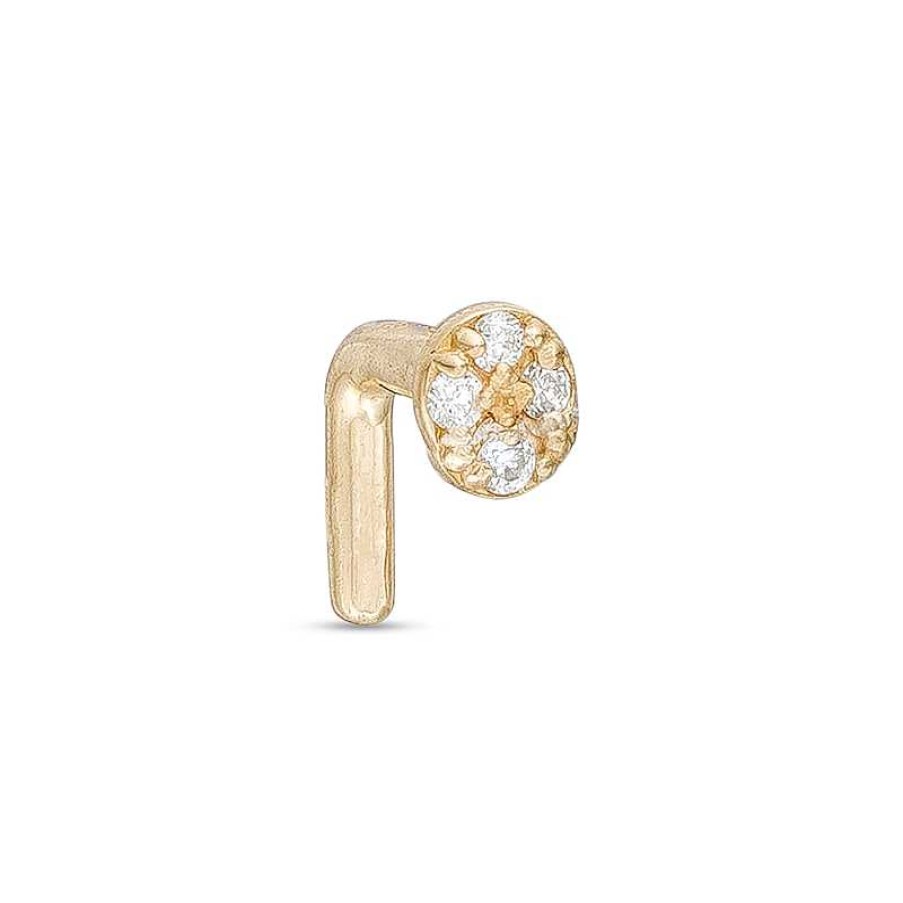 Banter 14K Gold Diamond Accent Daisy L-Shaped Nose Ring - 20G 5/16" Nose