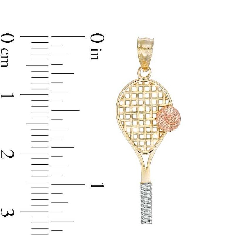 Banter Tennis Racquet Charm In 10K Solid Tri-Tone Gold Charms