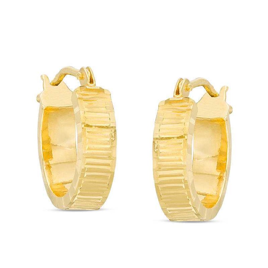 Banter Made In Italy 13Mm Diamond-Cut Huggie Hoop Earrings In 10K Gold Earrings