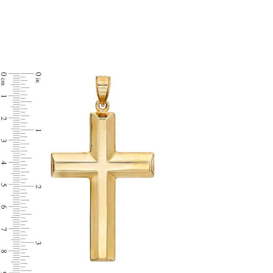 Banter 36 X 23Mm Three-Dimensional Cross Necklace Charm In 10K Stamp Hollow Gold Charms