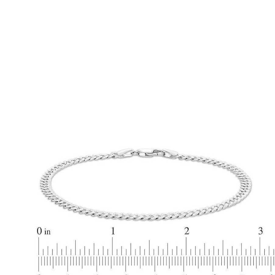 Banter 4.2Mm Diamond-Cut Pav Tight Curb Chain Bracelet In 10K Solid White Gold - 8.5" Bracelets