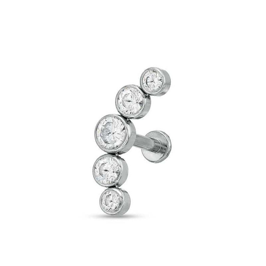 Banter Titanium Crystal Curved Stud - 16G 5/16" Ear