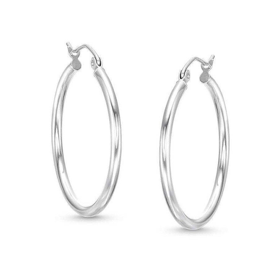 Banter 27Mm Polished Hoops In 10K Hollow White Gold Earrings